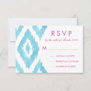Turquoise Blue Ikat RSVP Card