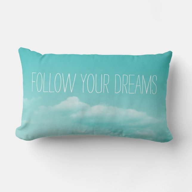 Turquoise blue inspirational lumbar throw pillow (Front)