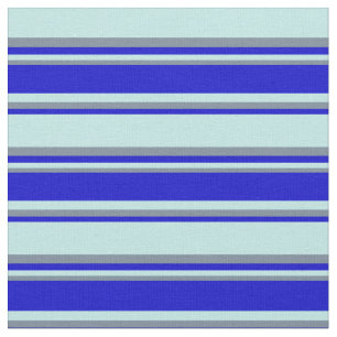 Turquoise, Blue & Light Slate Grey Coloured Lines Fabric