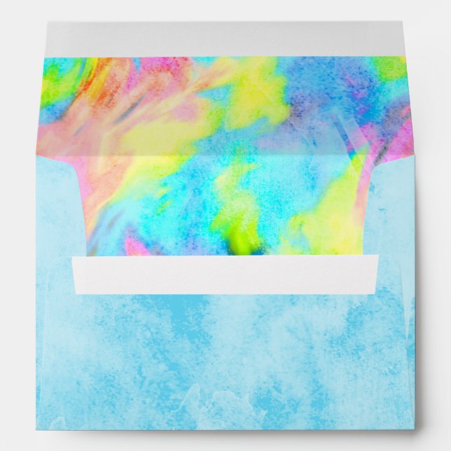 Turquoise Blue Lime Pink Tie Dye Envelope (Back (Bottom))