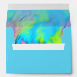 Turquoise Blue Lime Pink Tie Dye Envelopes
