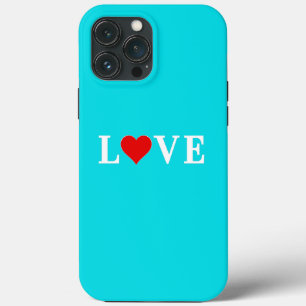 Turquoise Blue LOVE Romantic Elegant iPhone 13 Pro Max Case