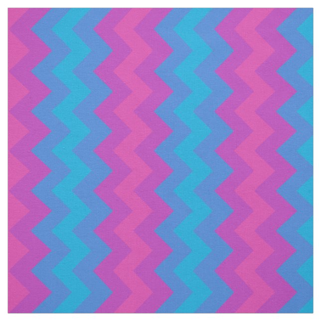 Turquoise, Blue, Magenta, Purple Chevron Pattern Fabric (Swatch)