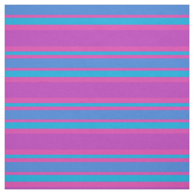 Turquoise, Blue, Magenta, Purple Striped Pattern Fabric (Swatch)