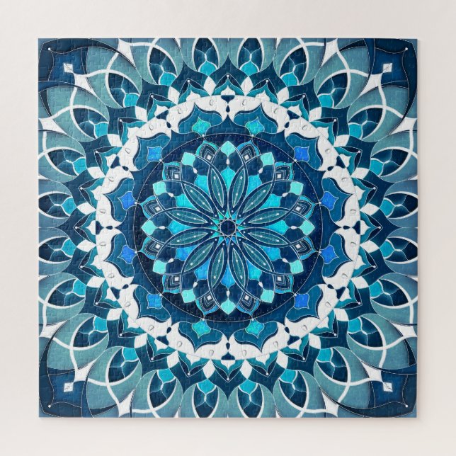 Turquoise Blue Mandala Jigsaw Puzzle (Vertical)