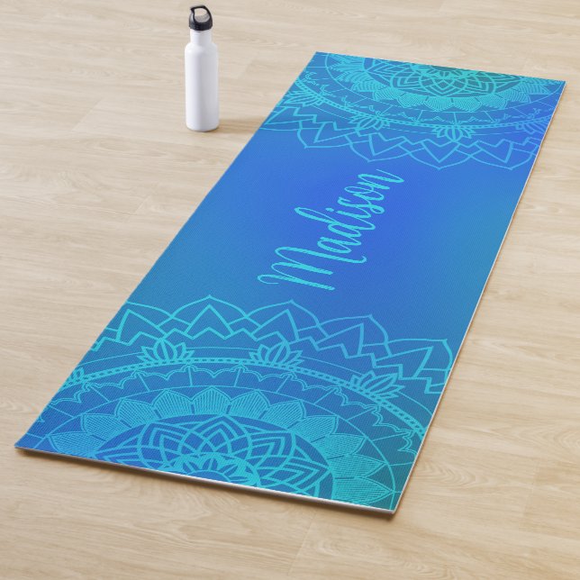 Turquoise Blue Mandala Name Meditation Yoga Mat (In Situ)