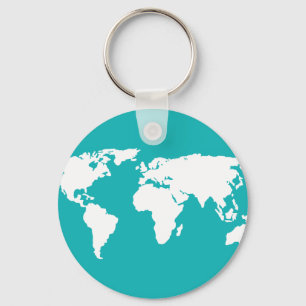 turquoise blue map key ring