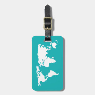 turquoise blue map luggage tag