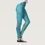 Turquoise Blue Marble Gold Metallic Stone Leggings<br><div class="desc">This design was created through digital art. It may be personalised by clicking the customise button and changing the colour, adding a name, initials or your favourite words. Contact me at colorflowcreations@gmail.com if you with to have this design on another product. Purchase my original abstract acrylic painting for sale at...</div>