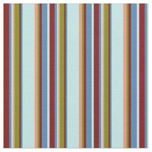 Turquoise, Blue, Maroon, Green & Dark Salmon Lines Fabric