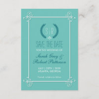 Turquoise Blue Mediaeval Wedding Save The Date Car