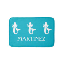 Turquoise Blue Mermaid Sea Creature bathmat