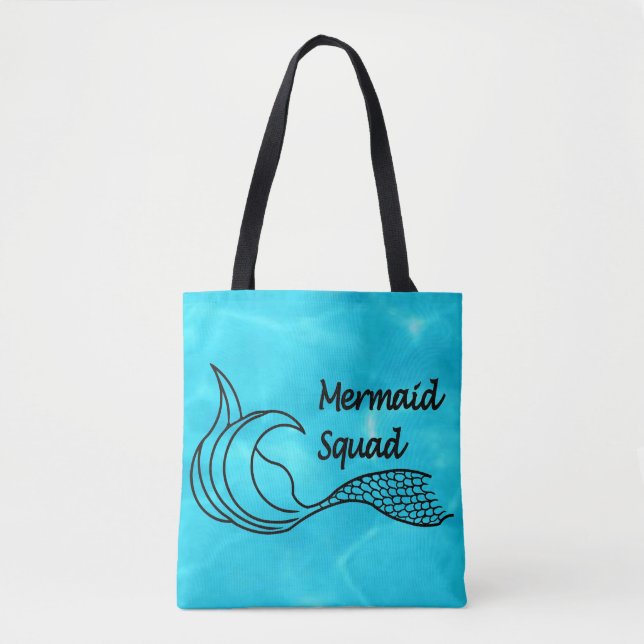Turquoise blue Mermaid Squad tote bag (Front)