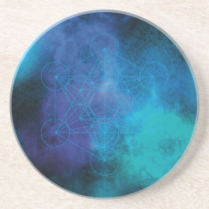Turquoise Blue Metatron’s Cube Sacred Geometry Coaster