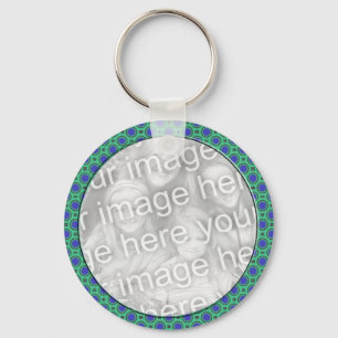 turquoise blue mod dots mod photoframe key ring