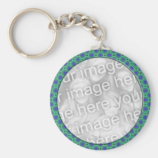 turquoise blue mod dots mod photoframe key ring