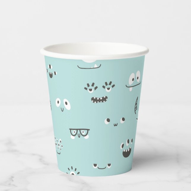 Turquoise Blue Monster Eyes Party Cup (Front)