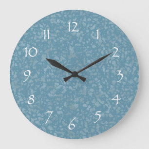 Turquoise Blue Mottled Pattern Large Clock