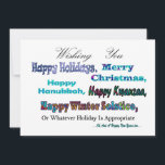 Turquoise Blue Multi Holiday Greeting<br><div class="desc">Turquoise Blue Multi holiday greeting for Christmas Hanukkah Kwanzaa Solstice Holidays</div>