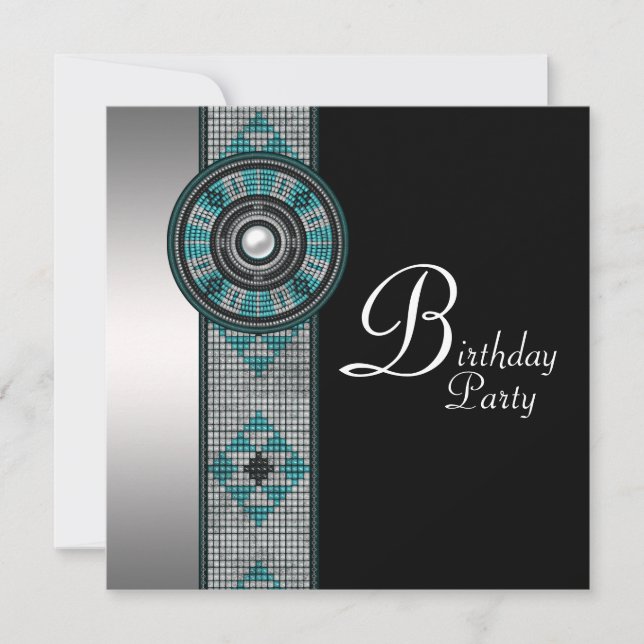 Turquoise Blue Native American Birthday Party Invitation (Front)