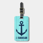 Turquoise blue nautical anchor travel luggage tags