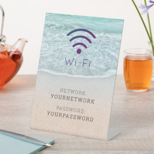 Turquoise Blue Ocean Beach Wi-Fi Sign