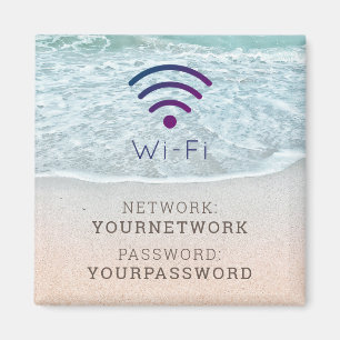 Turquoise Blue Ocean Beach Wi-Fi Sign Magnet