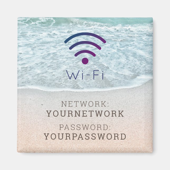 Turquoise Blue Ocean Beach Wi-Fi Sign Magnet (Front)