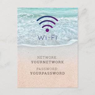 Turquoise Blue Ocean Beach Wi-Fi Sign Postcard