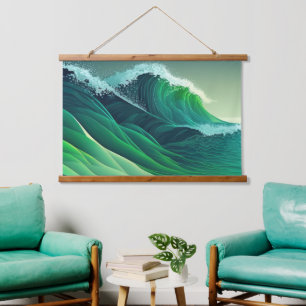 Turquoise Blue Ocean Waves Hanging Tapestry