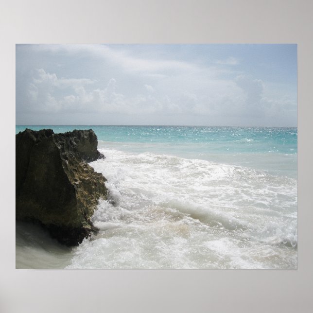 Turquoise Blue Ocean with Foamy Waves Seascape Poster (Front)