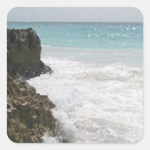 Turquoise Blue Ocean with Foamy Waves Seascape Square Sticker
