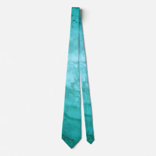 Turquoise Blue Ombre Marble Elegant Modern Chic Tie