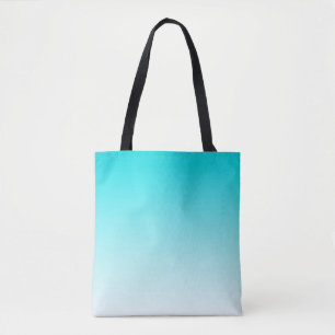 Turquoise blue ombre tote bag