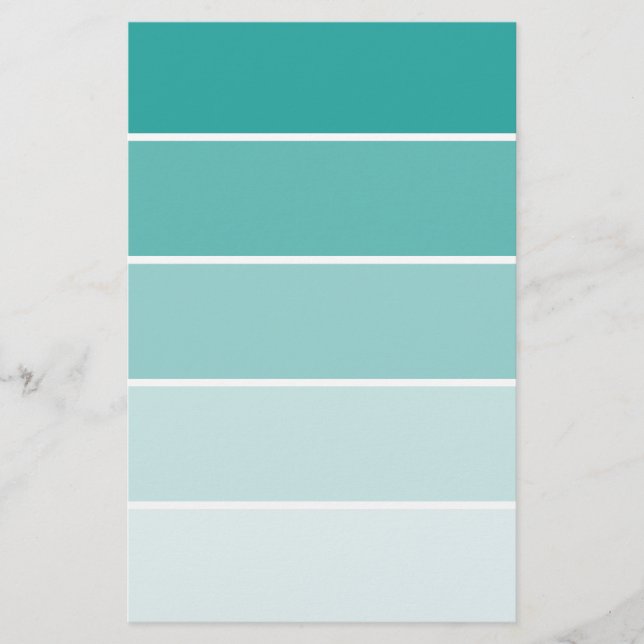 Turquoise Blue Paint Chip Stationery (Front)
