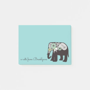 Turquoise Blue Paisley Elephant Post-it Notes