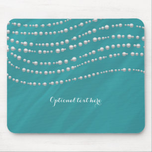 Turquoise Blue & Pearls Elegant Glamour Chic Mouse Mat