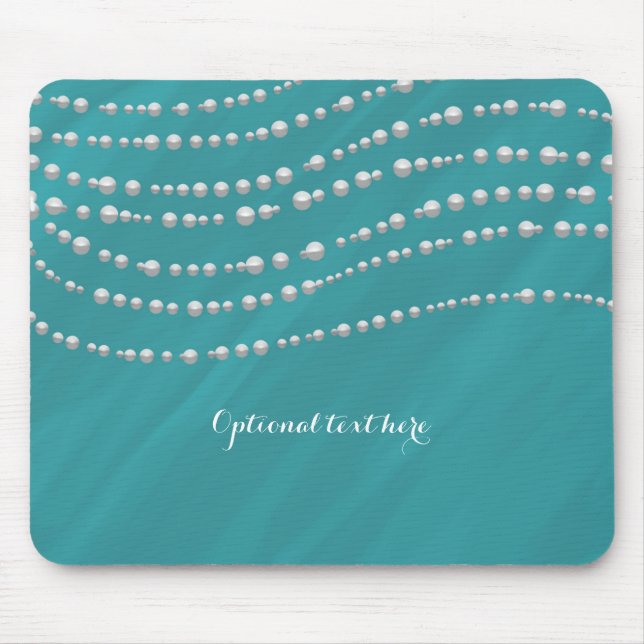 Turquoise Blue & Pearls Elegant Glamour Chic Mouse Mat (Front)