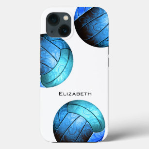 turquoise blue personalised women's volleyball iPhone 13 case