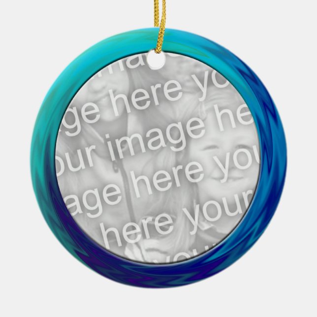 turquoise blue photo frame ceramic tree decoration (Front)