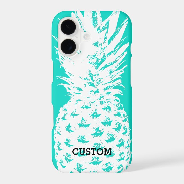 Turquoise blue pineapple image iPhone 12 pro Case (Back)