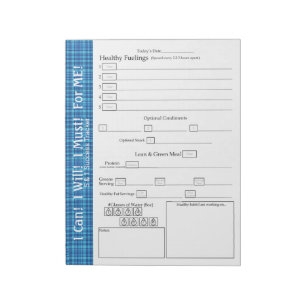 Turquoise Blue Plaid “For ME” 5 Plus 1 Success Notepad
