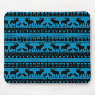 Turquoise blue plaid moose rustic pattern mouse mat