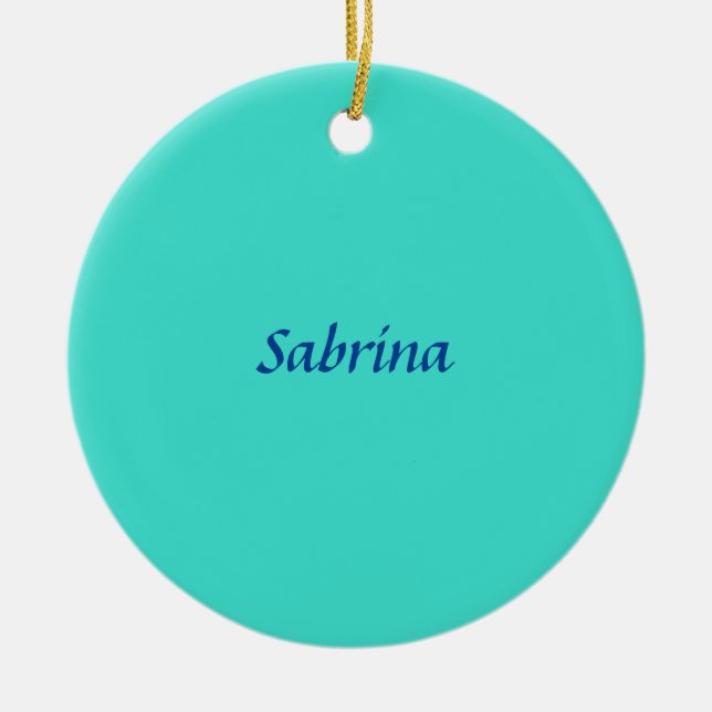 Turquoise Blue Professional Modern Elegant Name Ceramic Tree Decoration (Front)