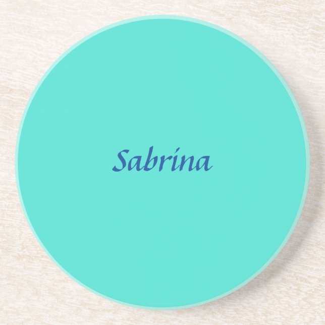 Turquoise Blue Professional Modern Elegant Name Coaster (Front)