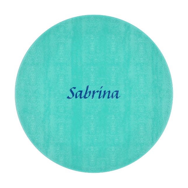 Turquoise Blue Professional Modern Elegant Name Cutting Board (Front)
