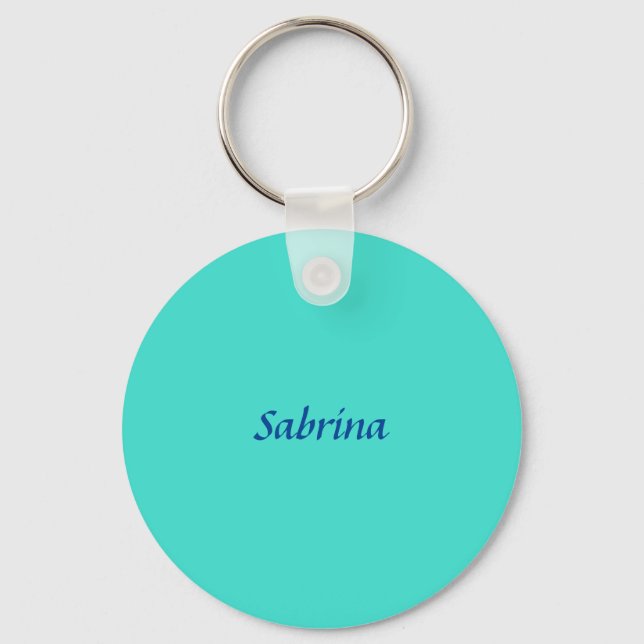 Turquoise Blue Professional Modern Elegant Name Key Ring (Front)