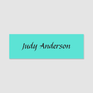 Turquoise Blue Professional Modern Elegant Name Tag