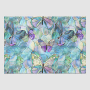 Turquoise Blue Purple Butterflies Tissue Paper