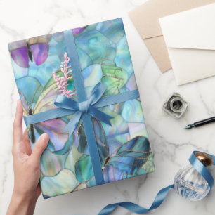 Turquoise Blue Purple Butterflies Wrapping Paper